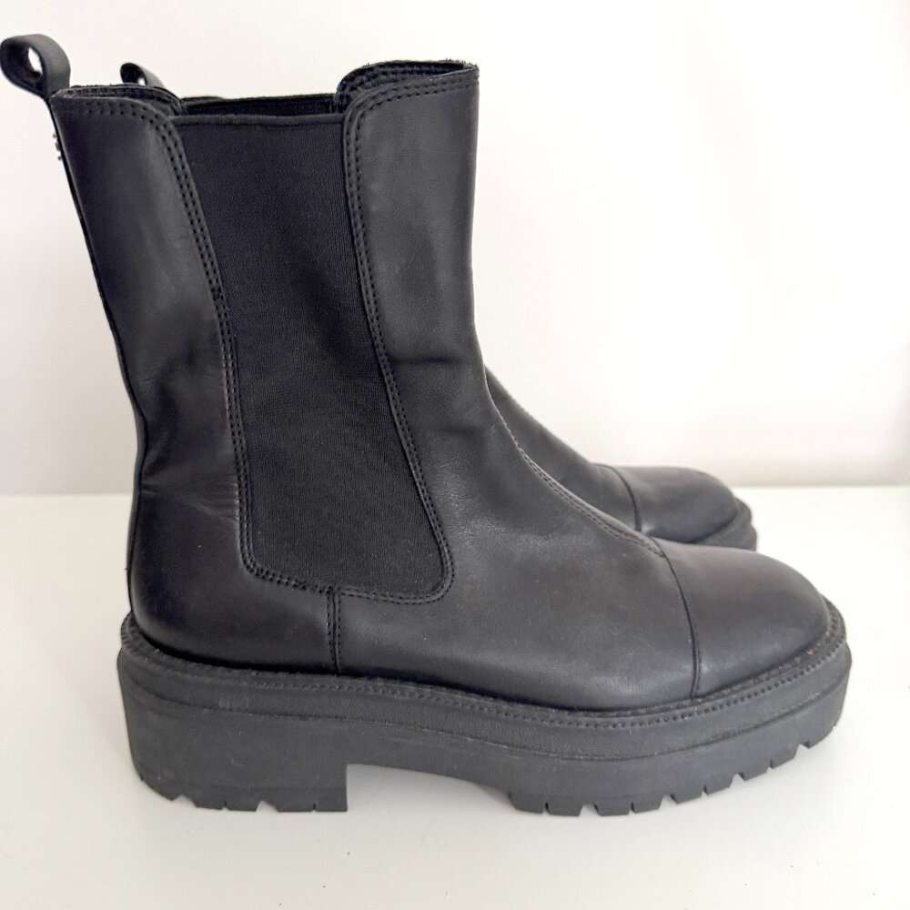 Sam Edelman Wellington black lug sole chelsea boots size 7